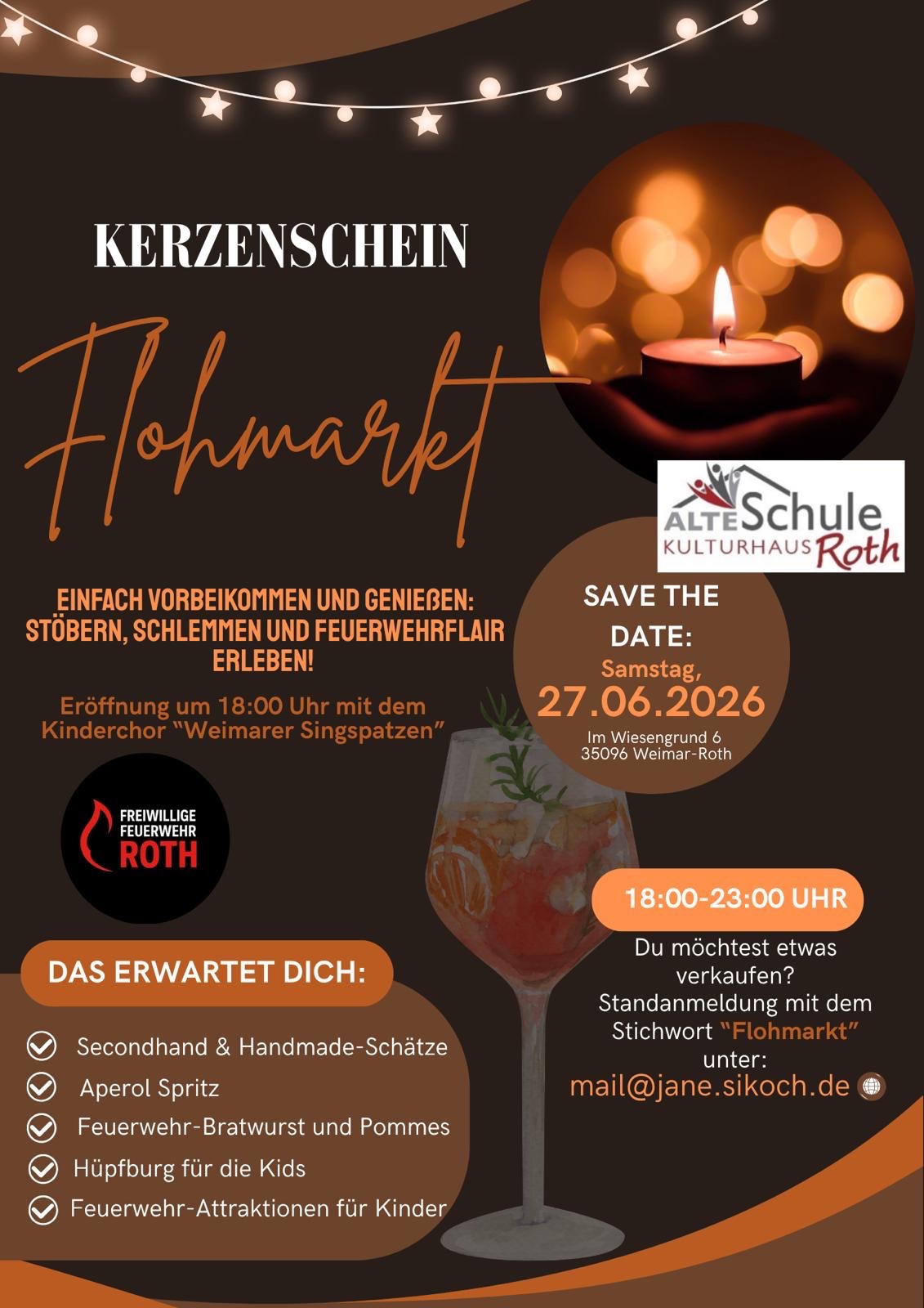 Kerzenschein - Flohmarkt in dem Garten der Alten Schule Roth